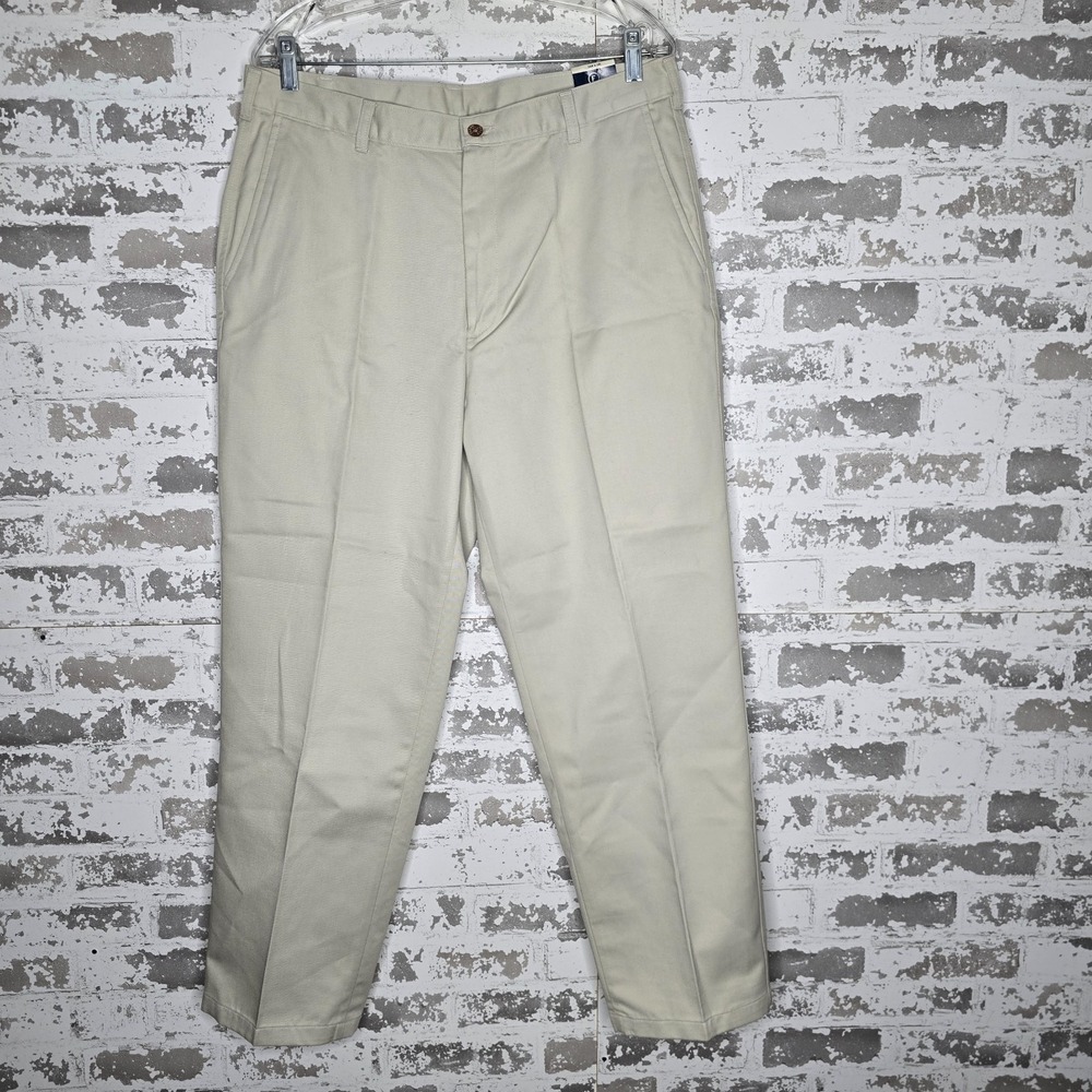 NEW Farah Pants Mens 34x29 Beige Performance Chino Slacks 100% Cotton Straight